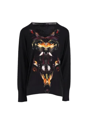 abstract print v-neck jumper