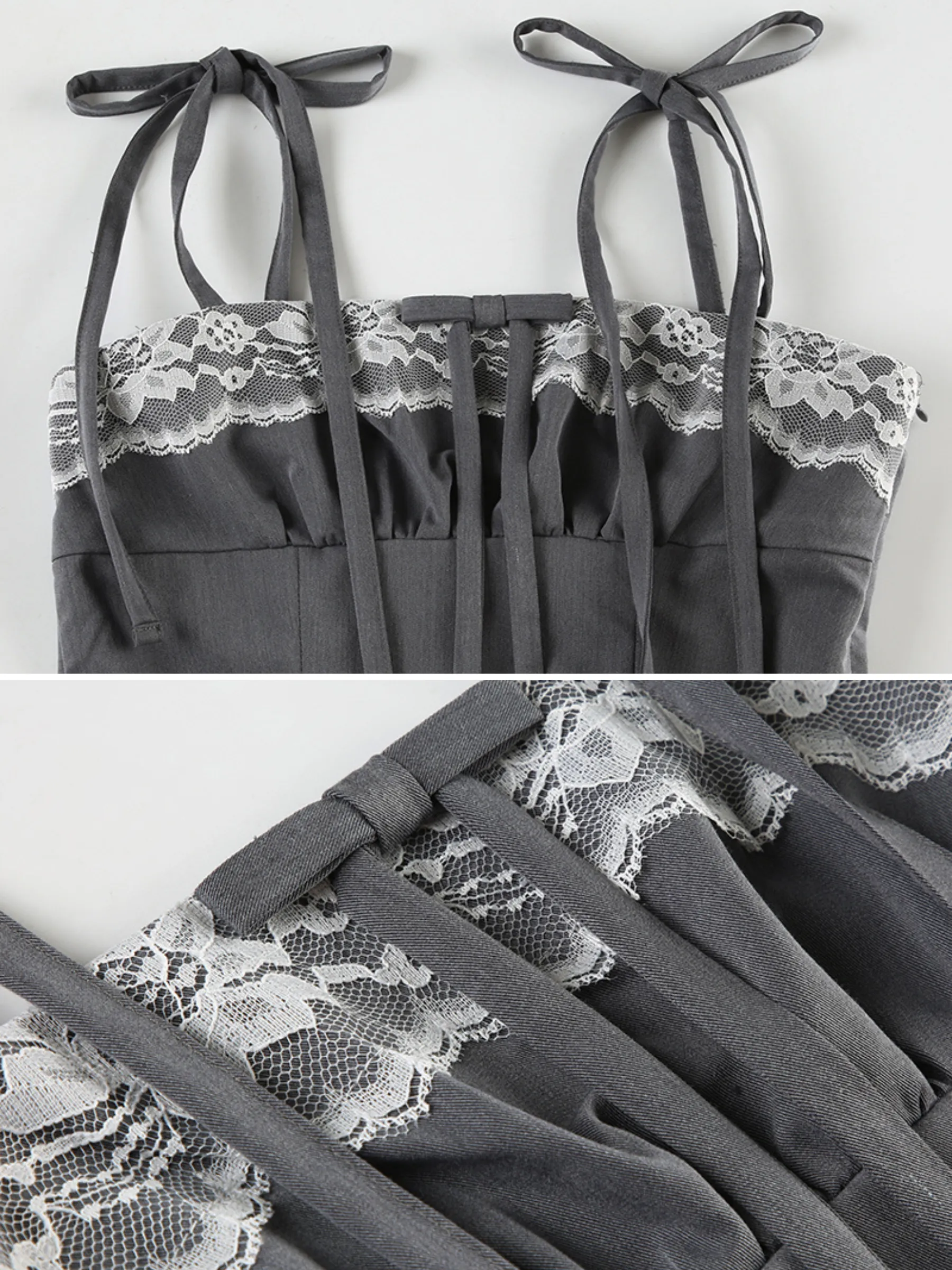 Analiz Bow Lace Patchwork Top