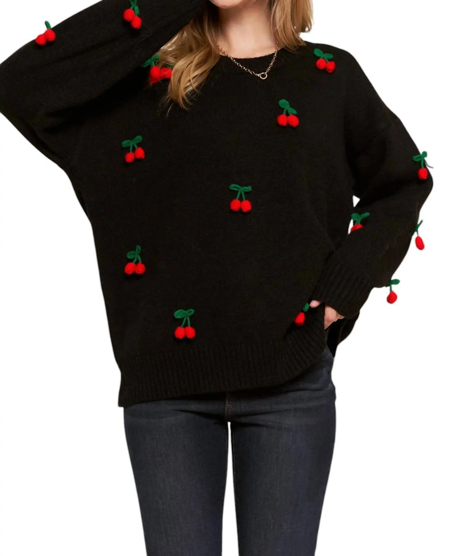 And The Why - Shirley Temple Cherry Pom Sweater