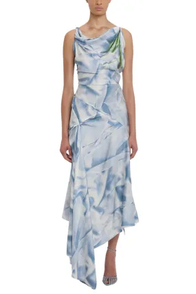 Asymmetric Draped Midi Dress