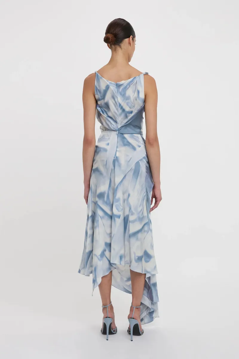 Asymmetric Draped Midi Dress