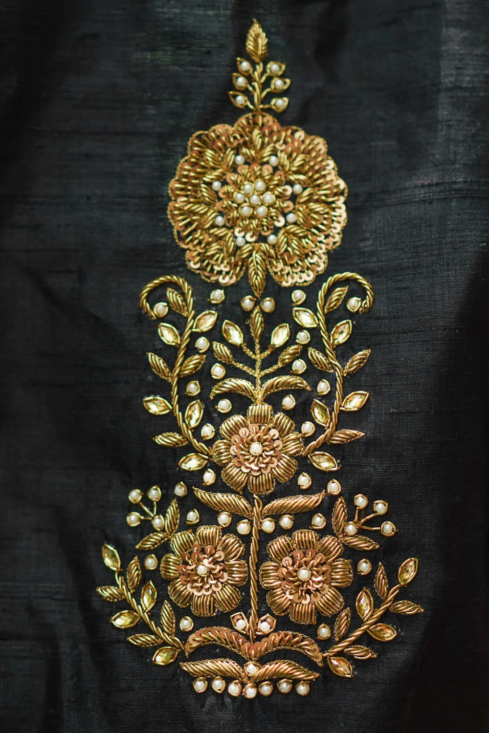 Black Raw Silk Blouse with Collar Neck and Zardosi Work Mix and Match Blouse for saree, Made to Order