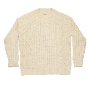 Cable Knit Fisherman Sweater in Ecru