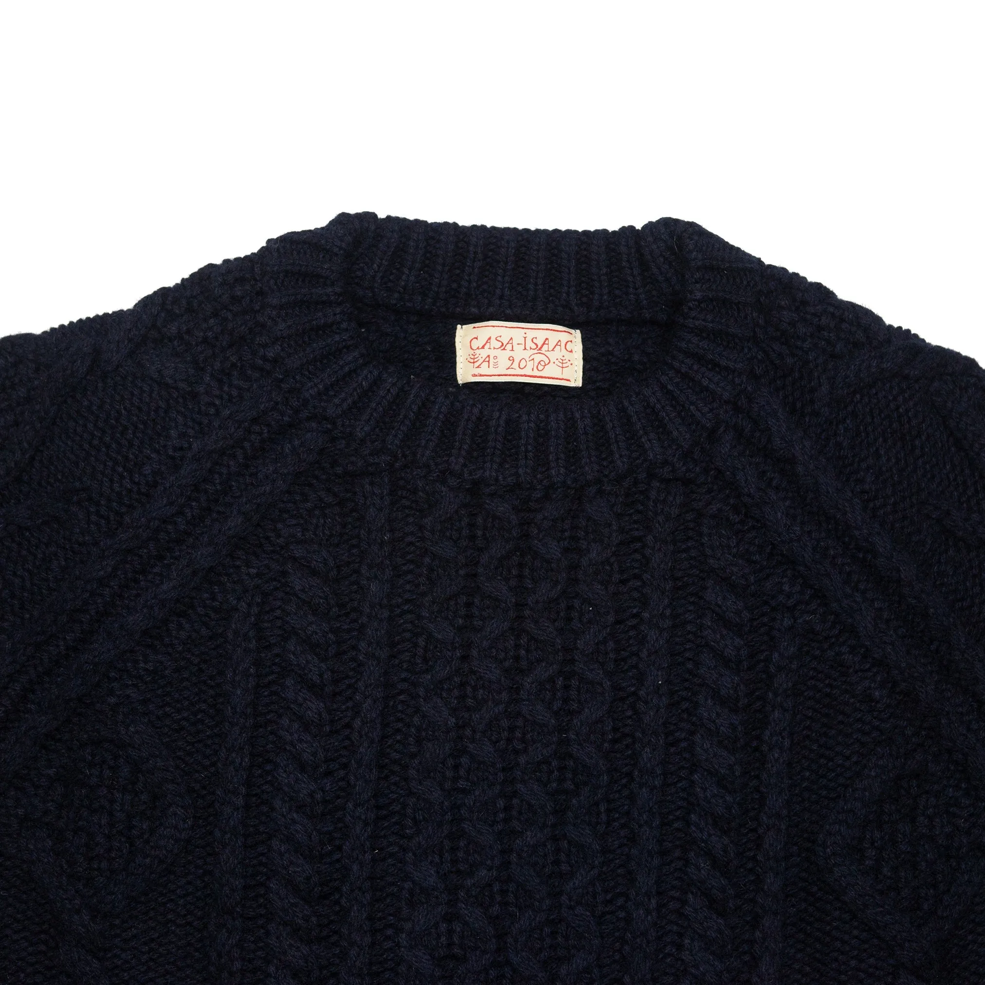 Cable Knit Fisherman Sweater in Navy