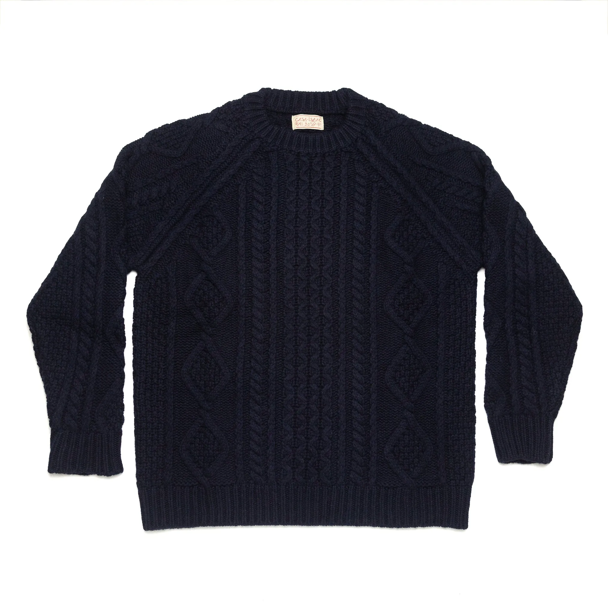 Cable Knit Fisherman Sweater in Navy