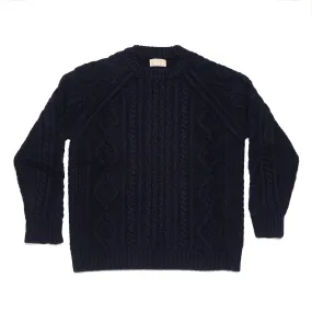 Cable Knit Fisherman Sweater in Navy