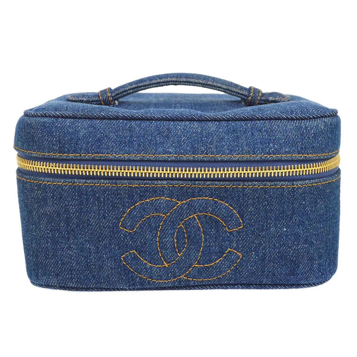 CHANEL 1996-1997 Timeless Vanity Handbag Denim 21584