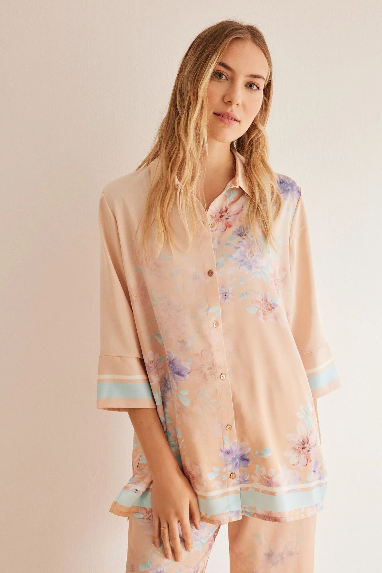 Classic floral satin pyjamas