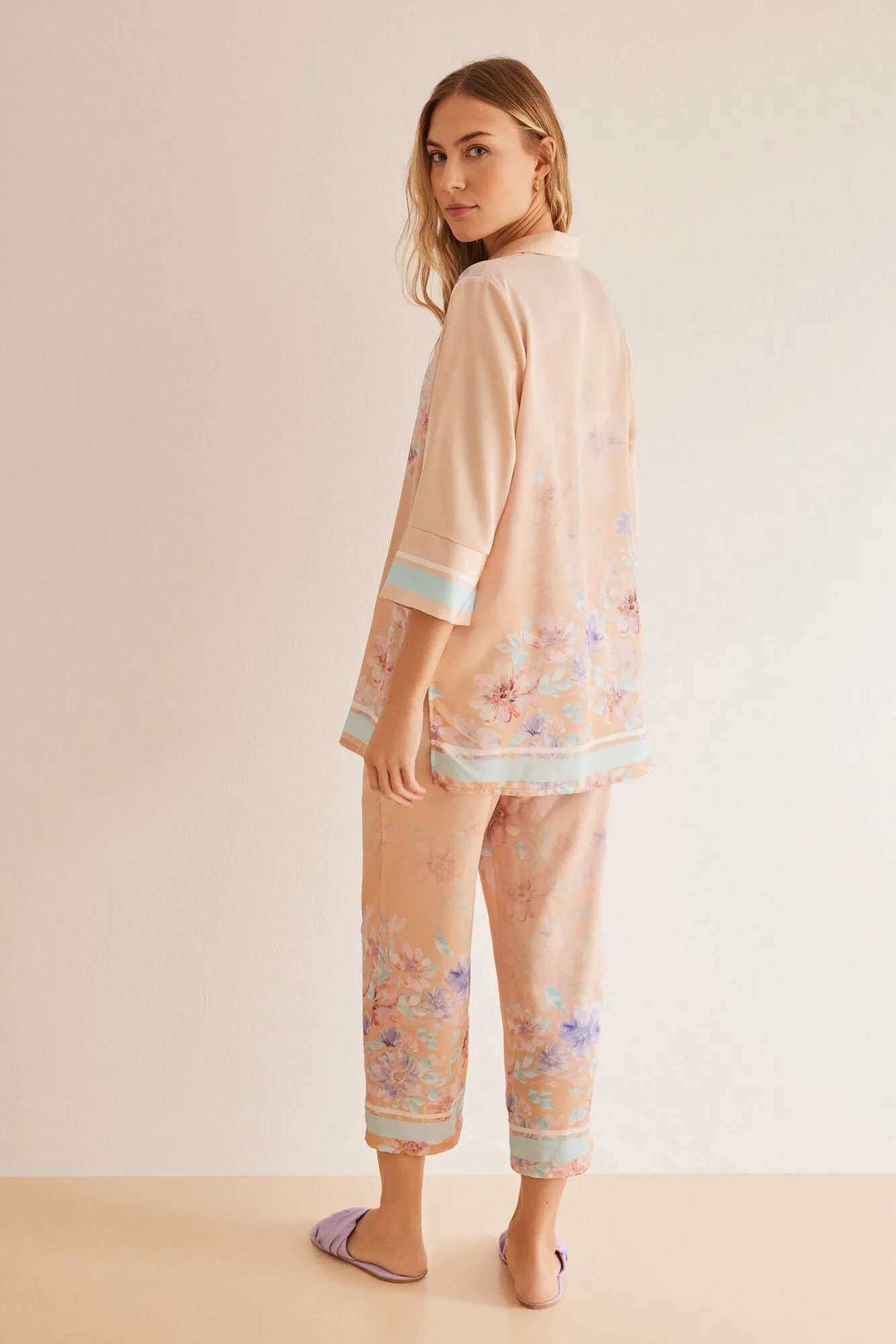 Classic floral satin pyjamas