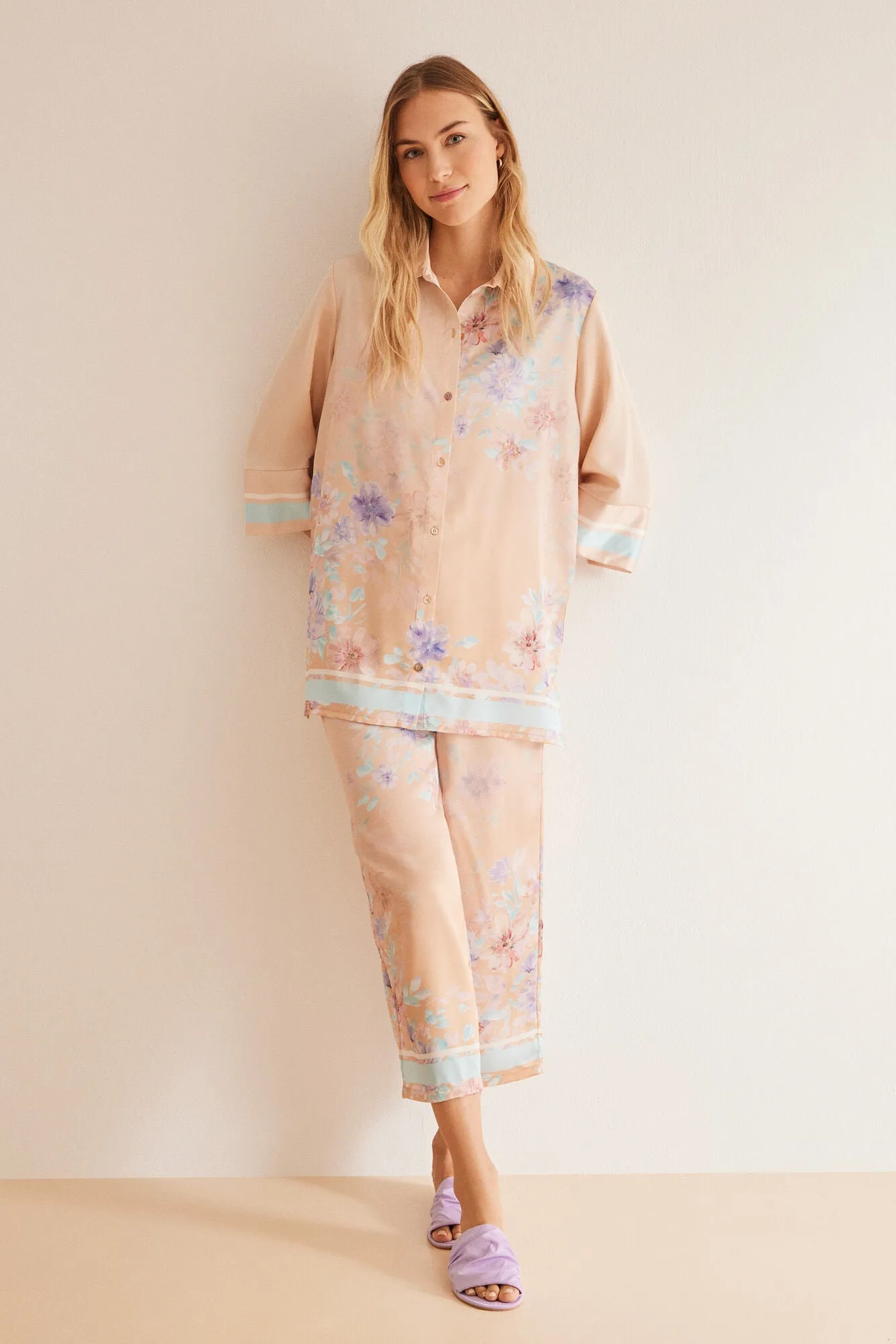 Classic floral satin pyjamas