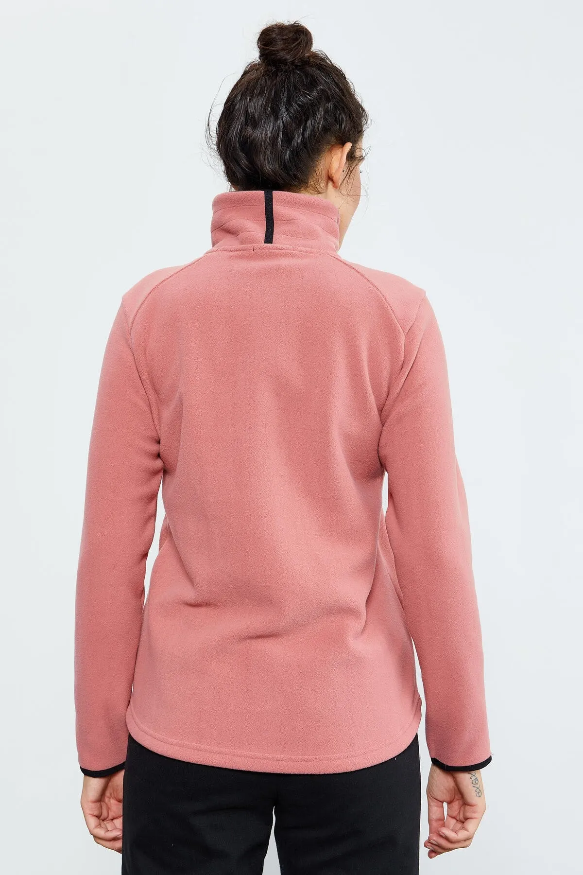 dik yaka fermuarli rahat form kadin polar sweatshirt - 97173
