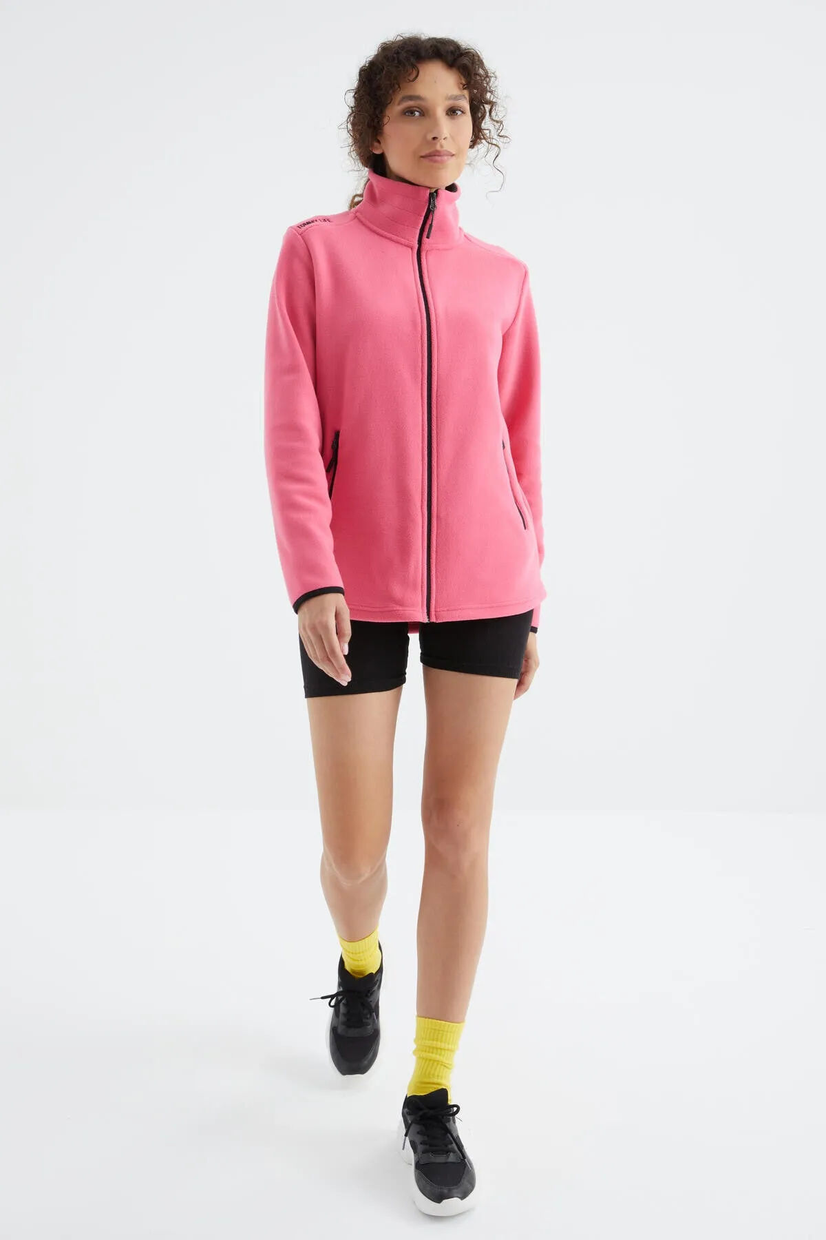 dik yaka fermuarli rahat form kadin polar sweatshirt - 97173