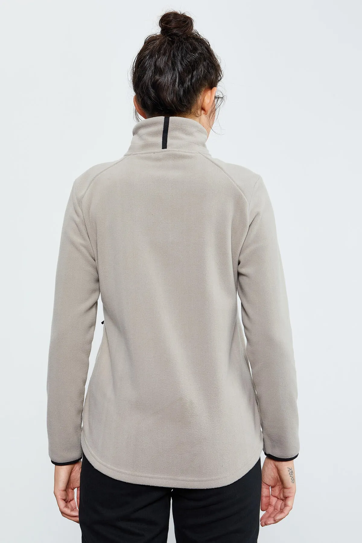 dik yaka fermuarli rahat form kadin polar sweatshirt - 97173