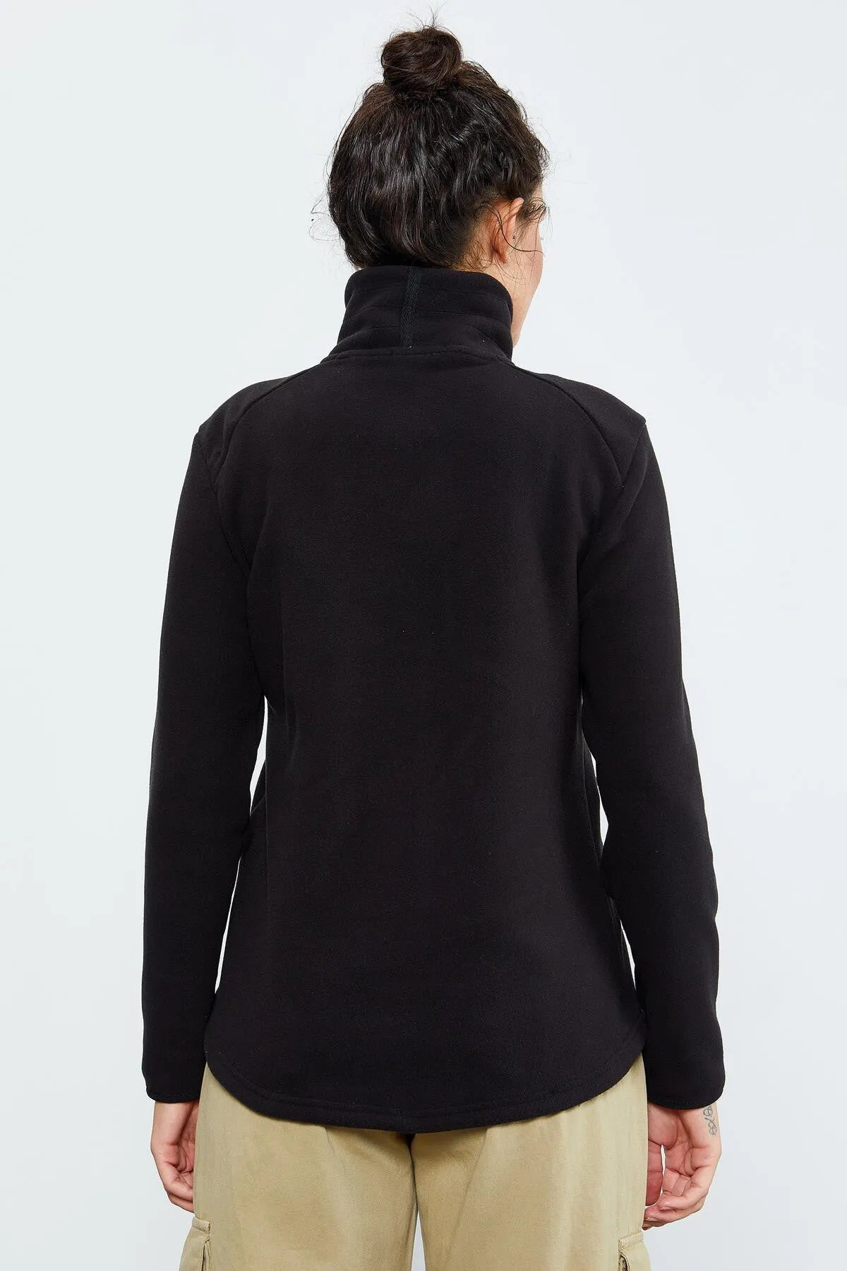 dik yaka fermuarli rahat form kadin polar sweatshirt - 97173