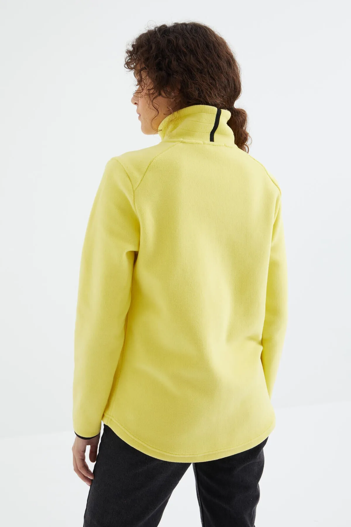 dik yaka fermuarli rahat form kadin polar sweatshirt - 97173