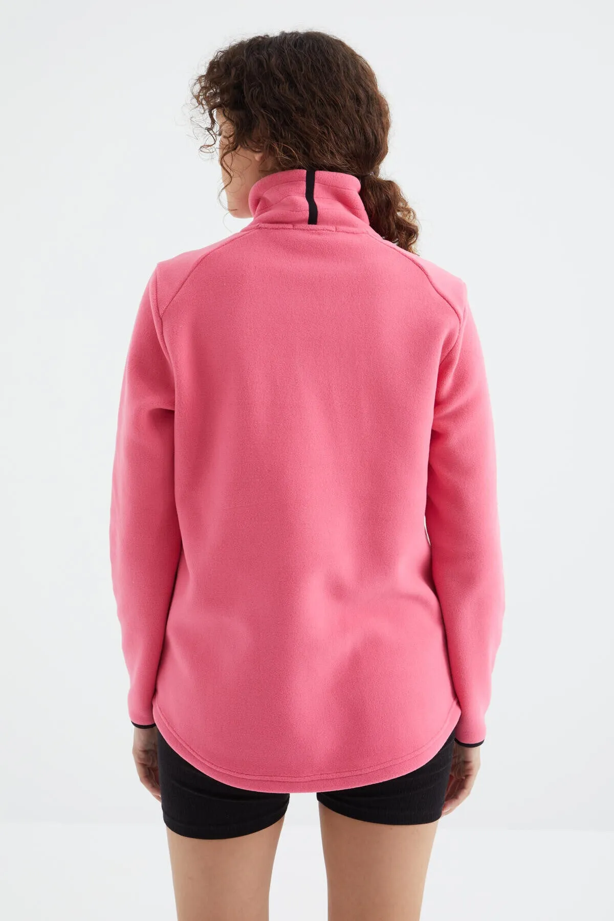 dik yaka fermuarli rahat form kadin polar sweatshirt - 97173
