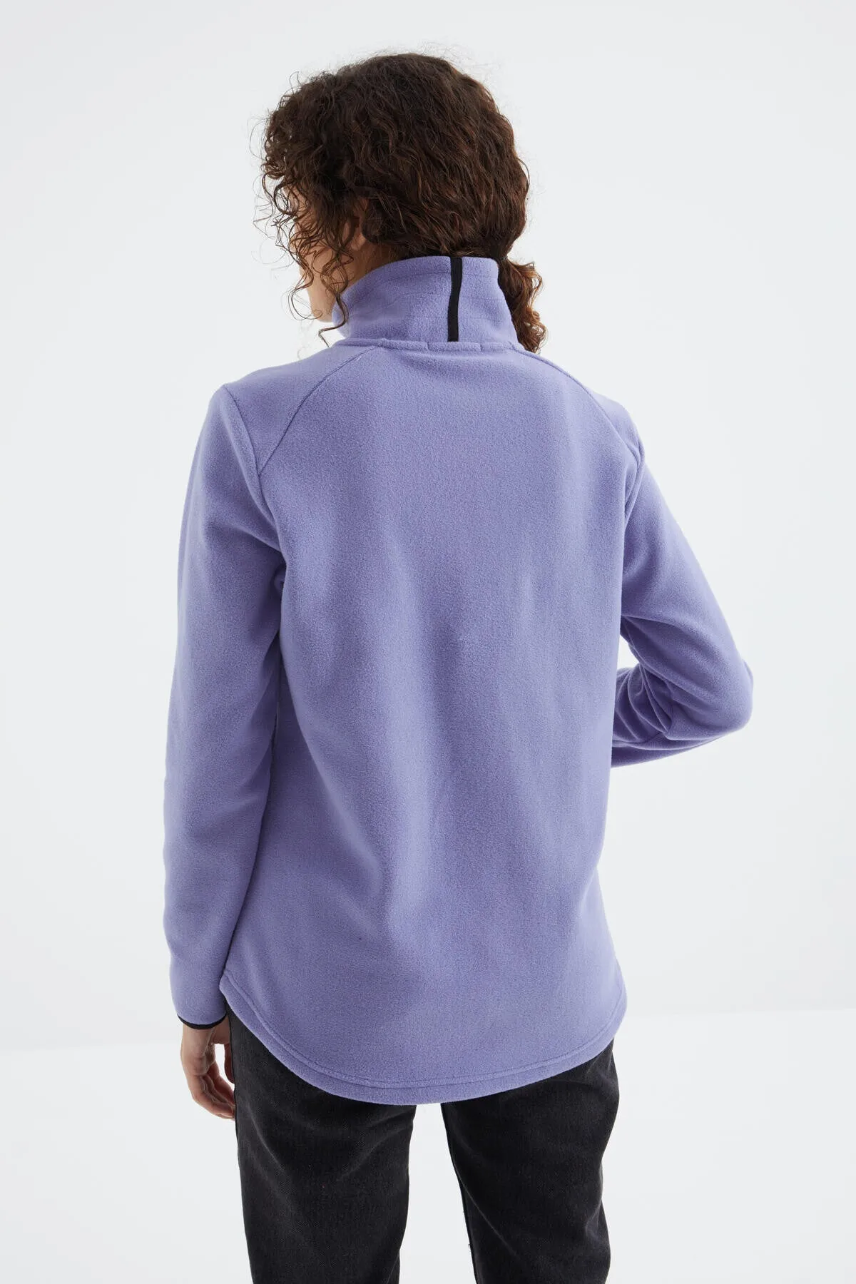 dik yaka fermuarli rahat form kadin polar sweatshirt - 97173