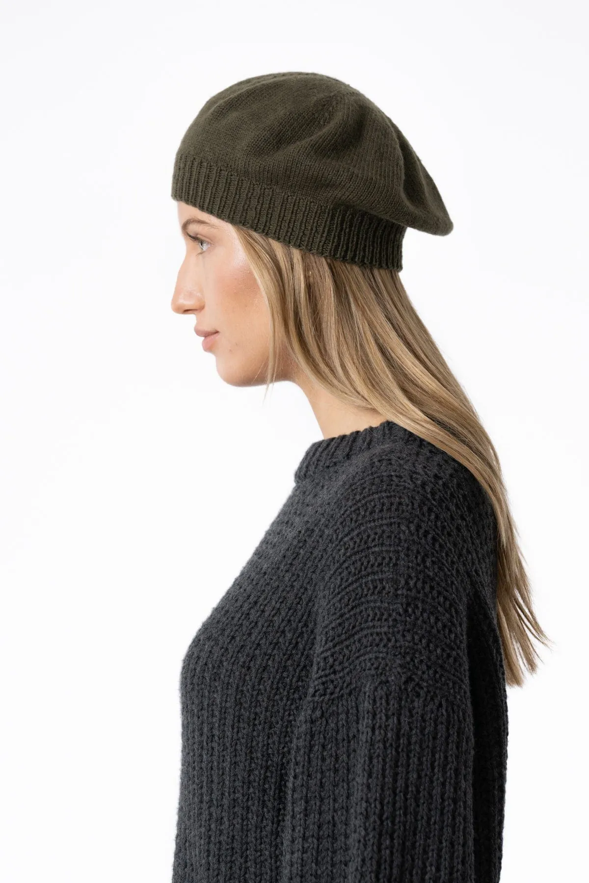 Dinadi Merino Beret Olive Green