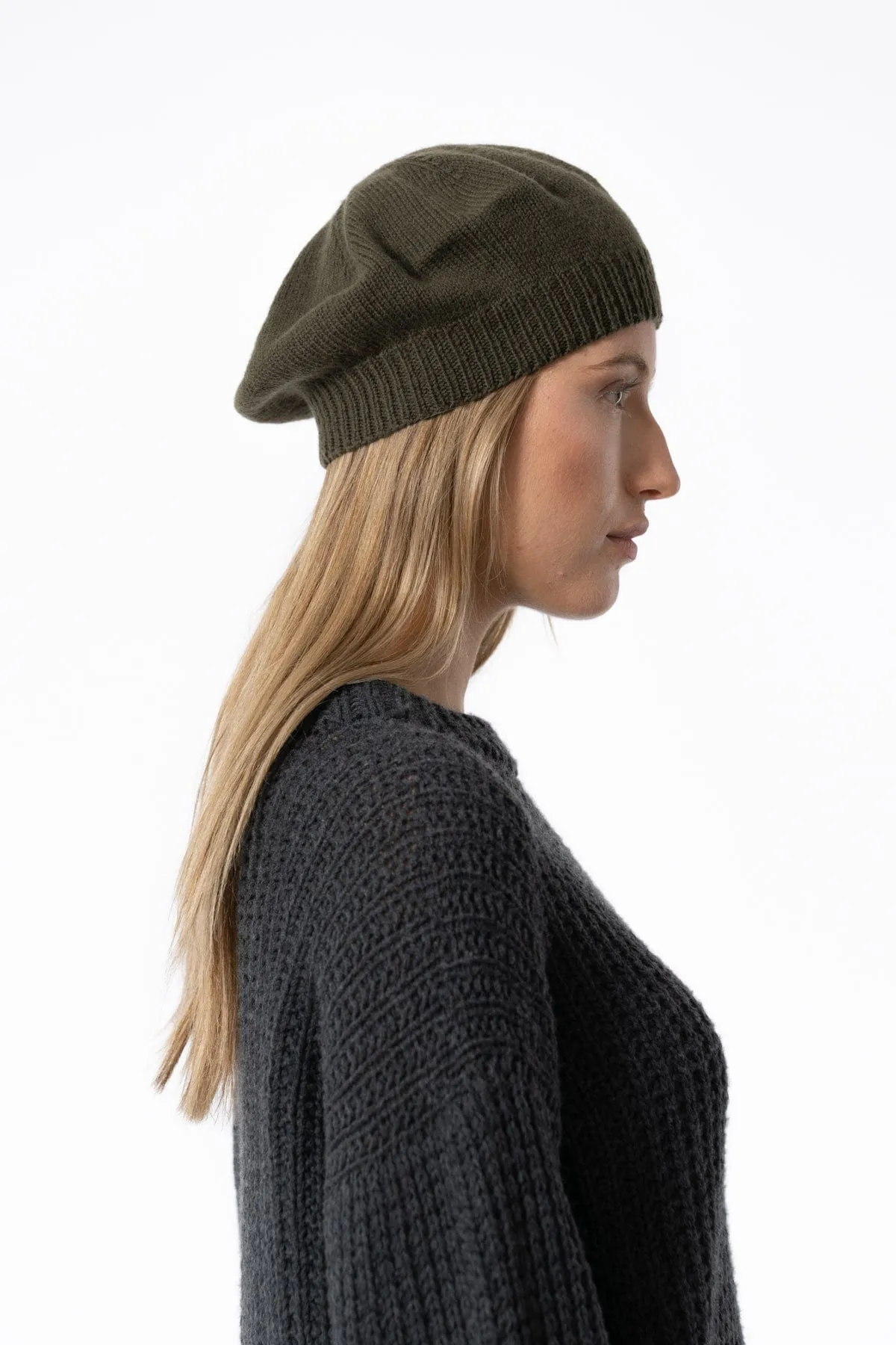 Dinadi Merino Beret Olive Green