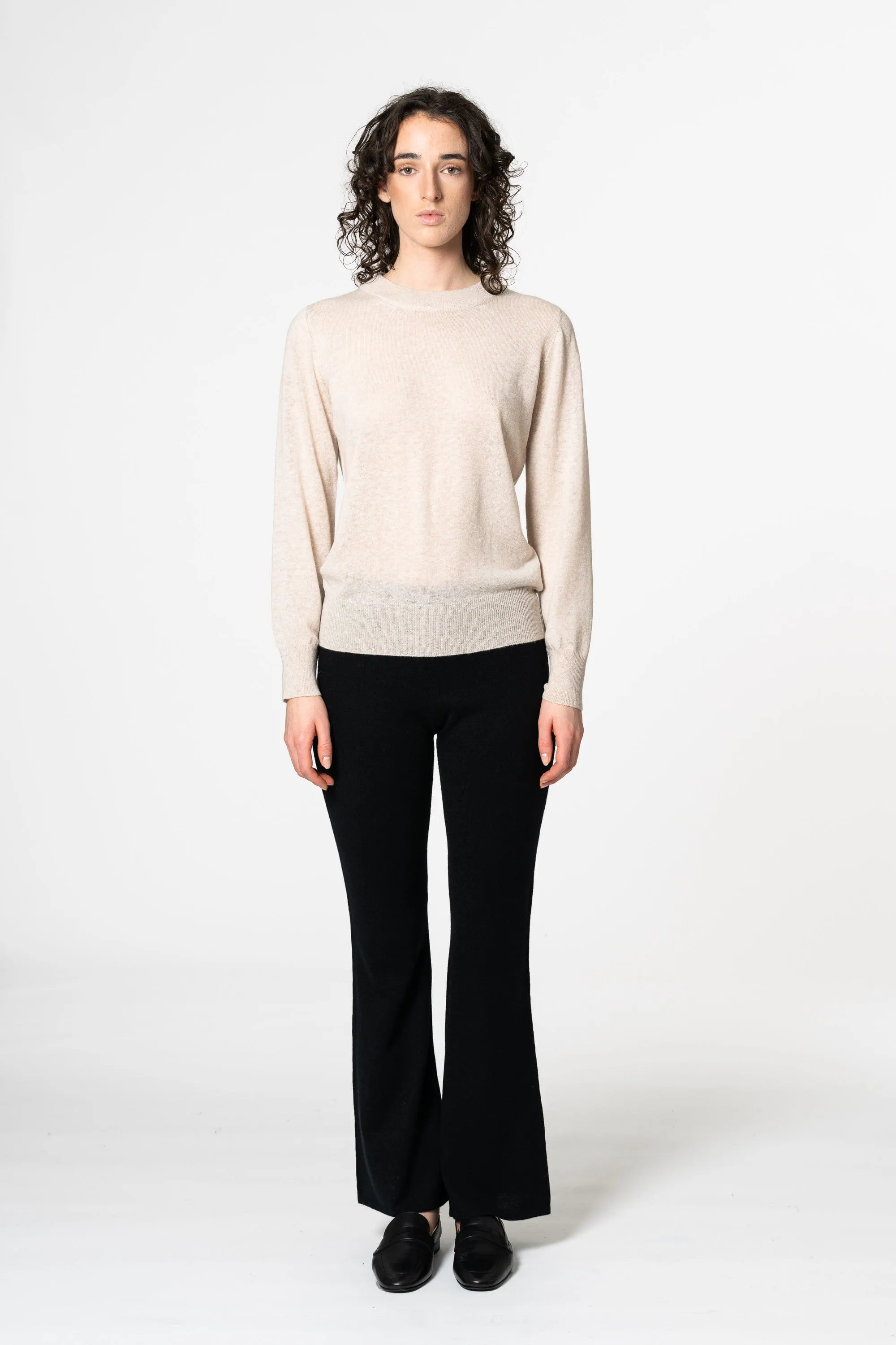 Dinadi Merino O-Neck Sweater - Almond White