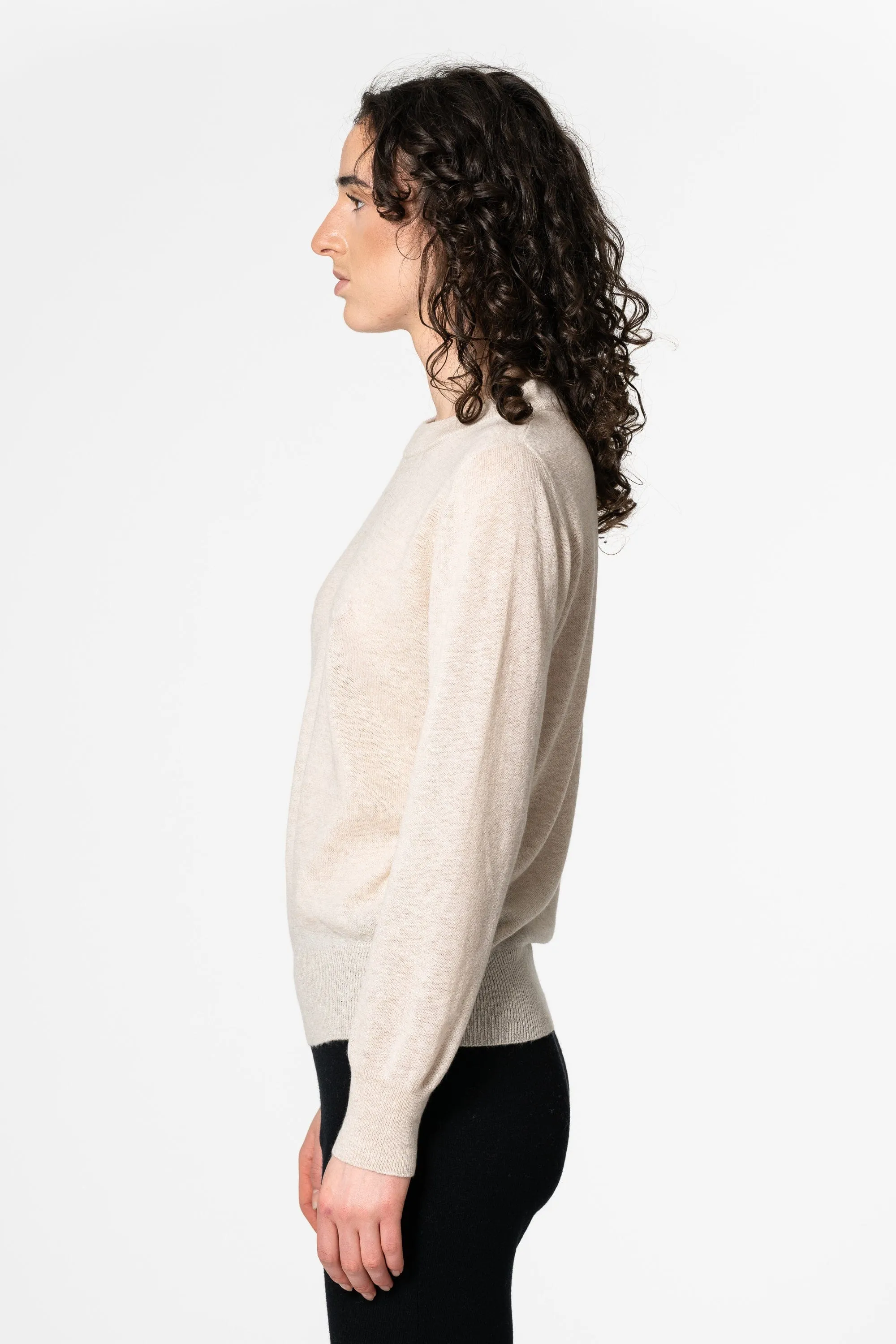Dinadi Merino O-Neck Sweater - Almond White