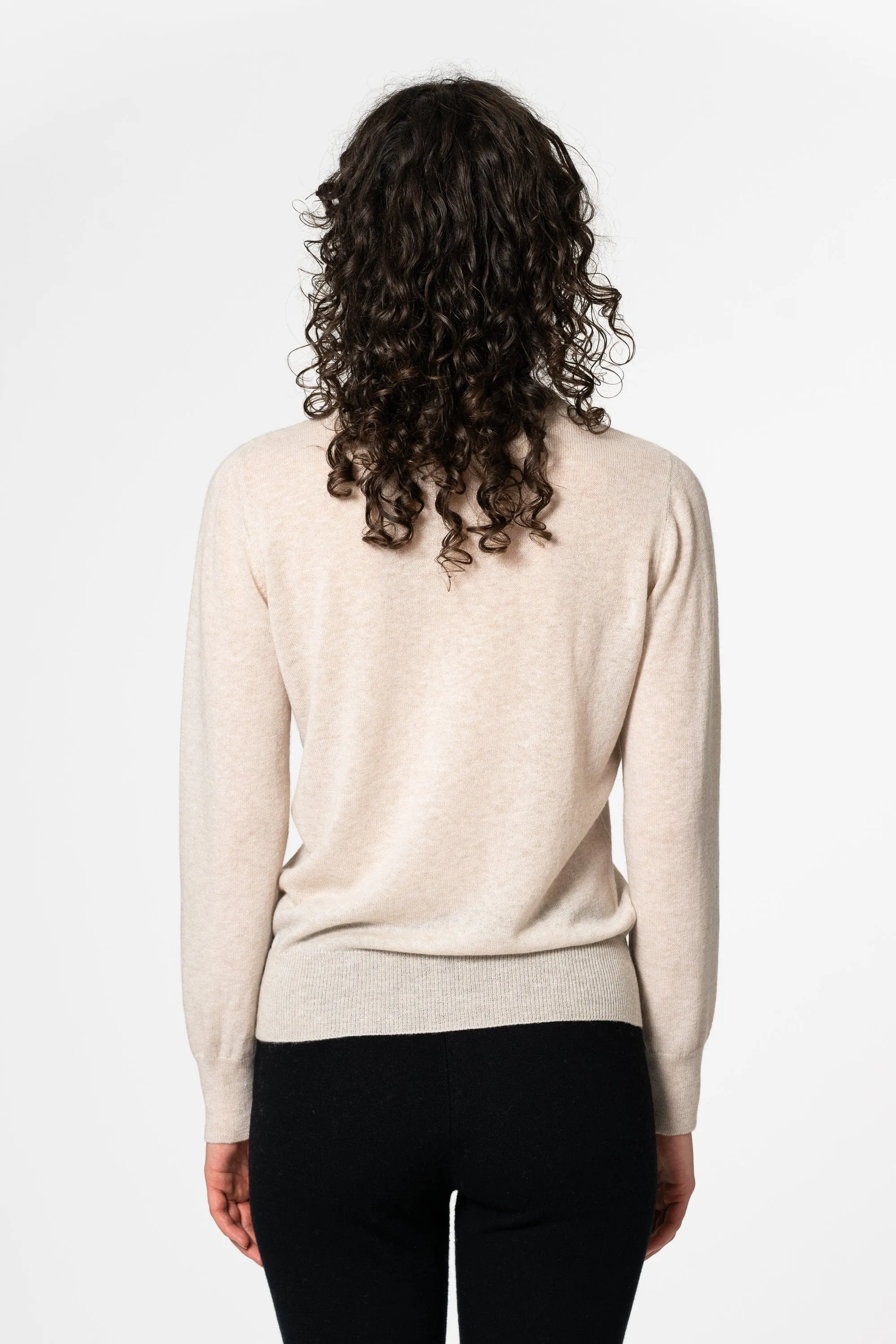 Dinadi Merino O-Neck Sweater - Almond White