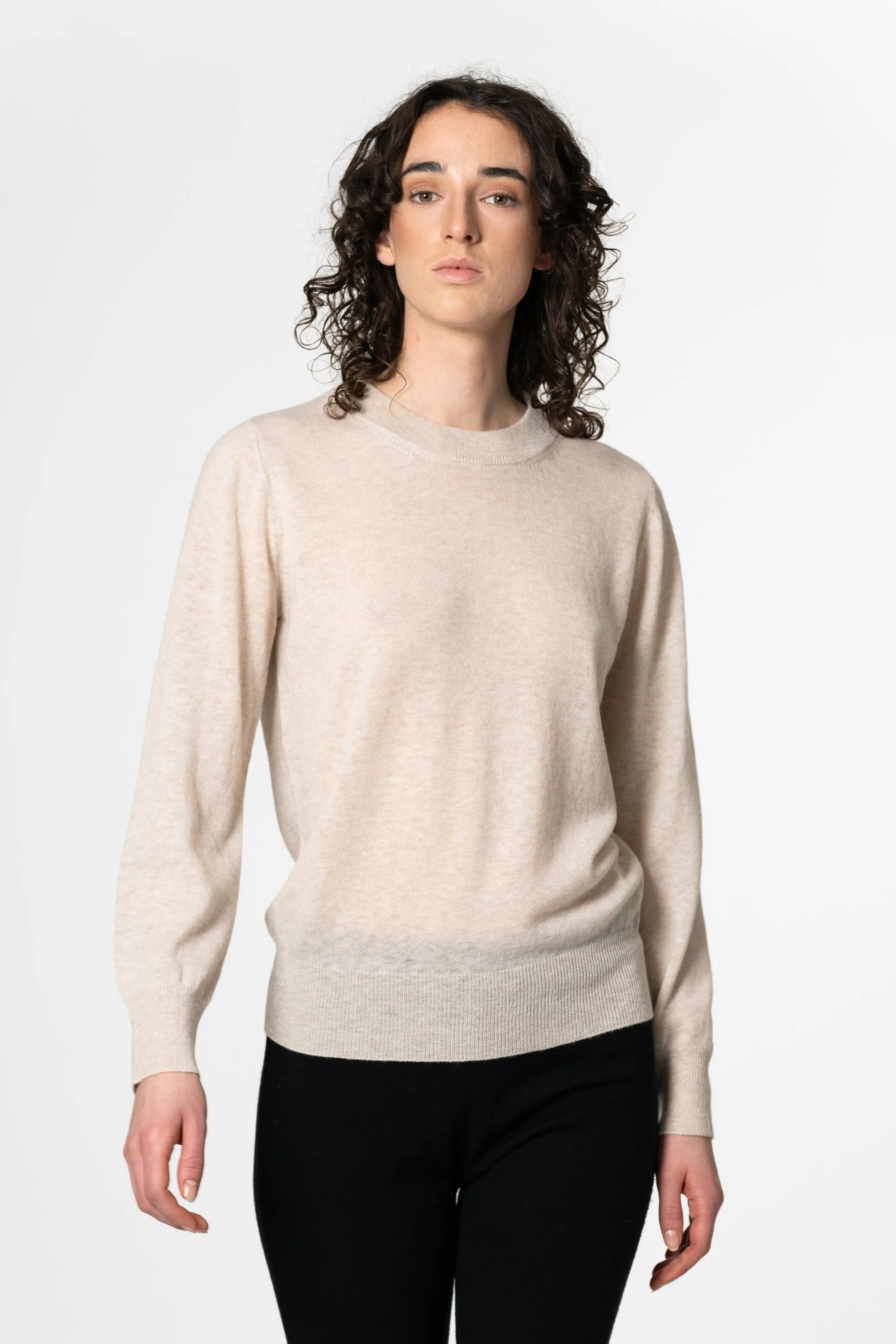 Dinadi Merino O-Neck Sweater - Almond White