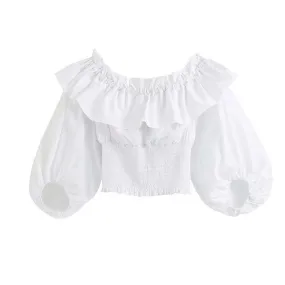 FRILLED POPLIN BLOUSE