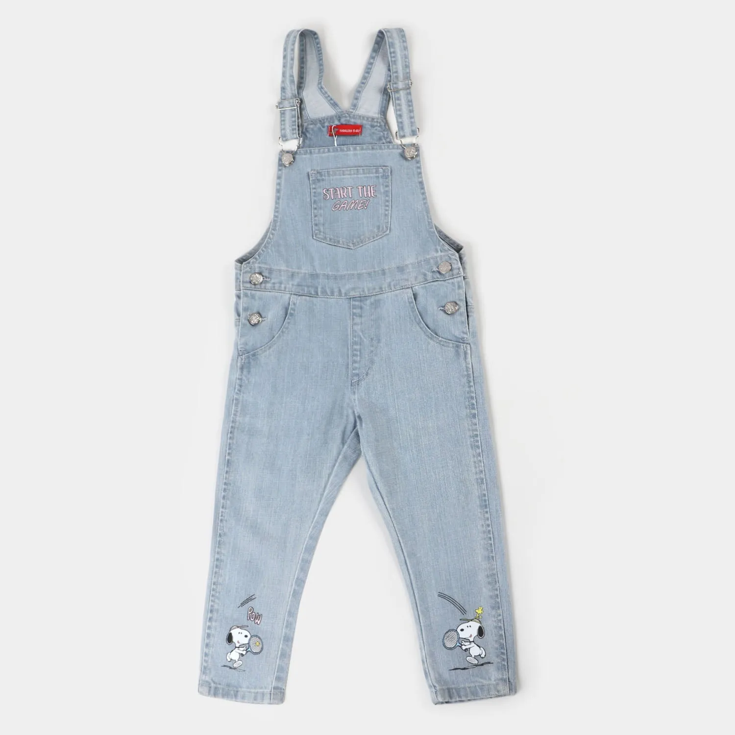 Girls Denim Over All Game - Ice Blue