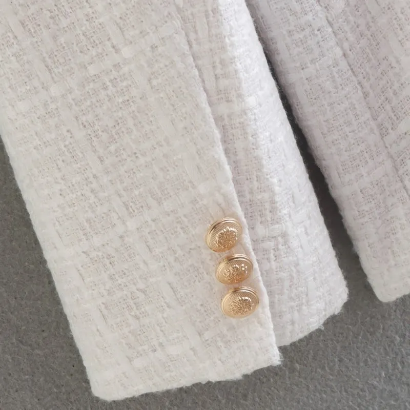 Gold Button Double Breasted Blazer