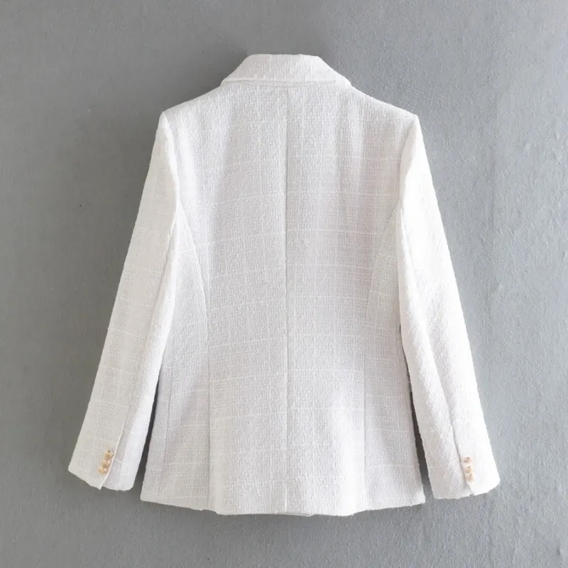Gold Button Double Breasted Blazer
