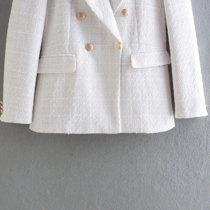 Gold Button Double Breasted Blazer