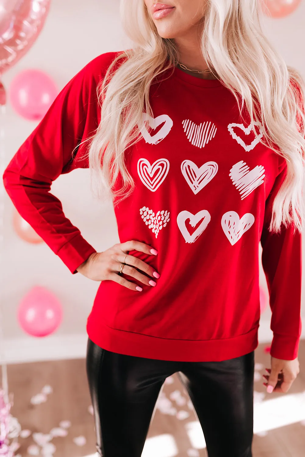 Hearts Crewneck Women Sweatshirt