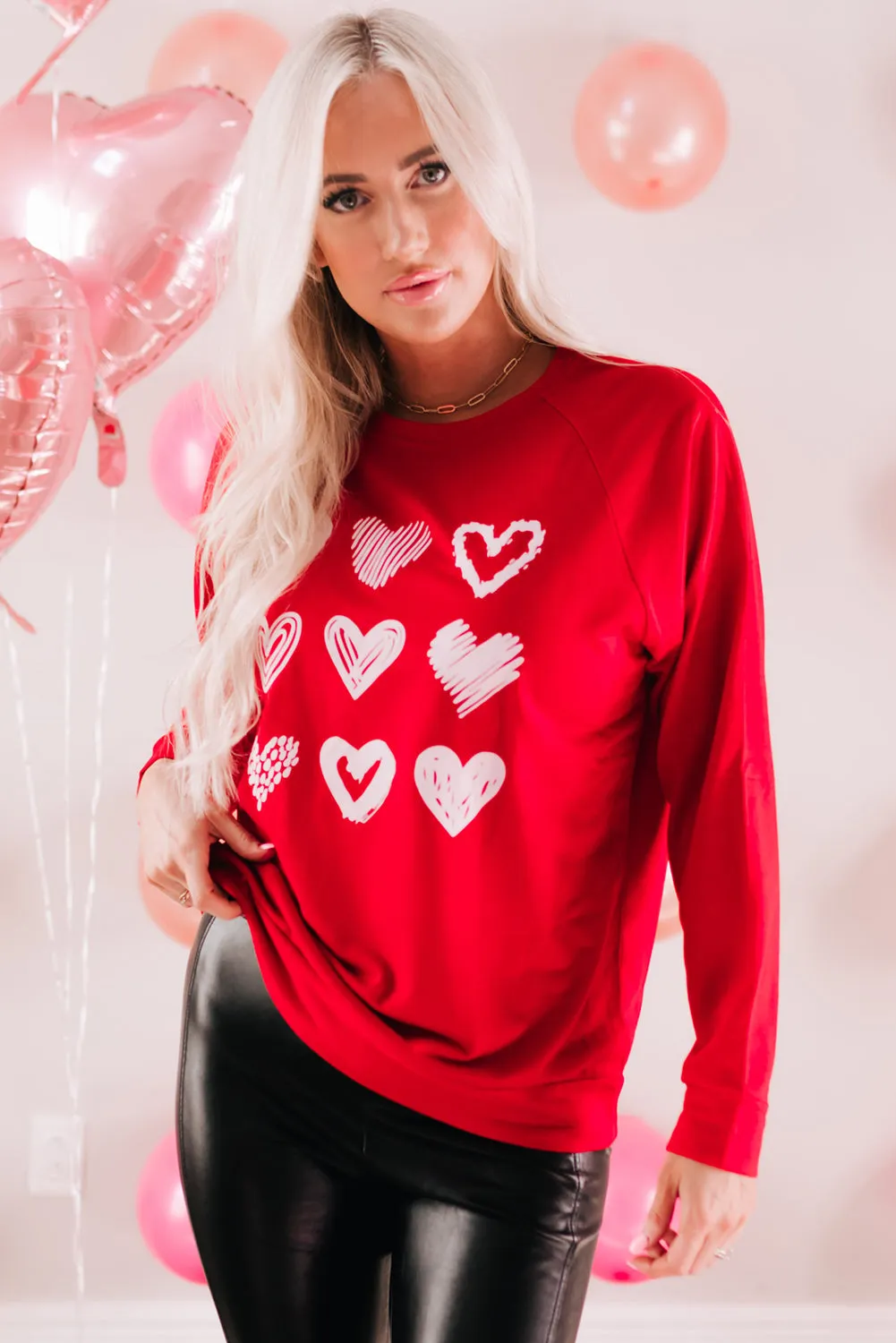 Hearts Crewneck Women Sweatshirt