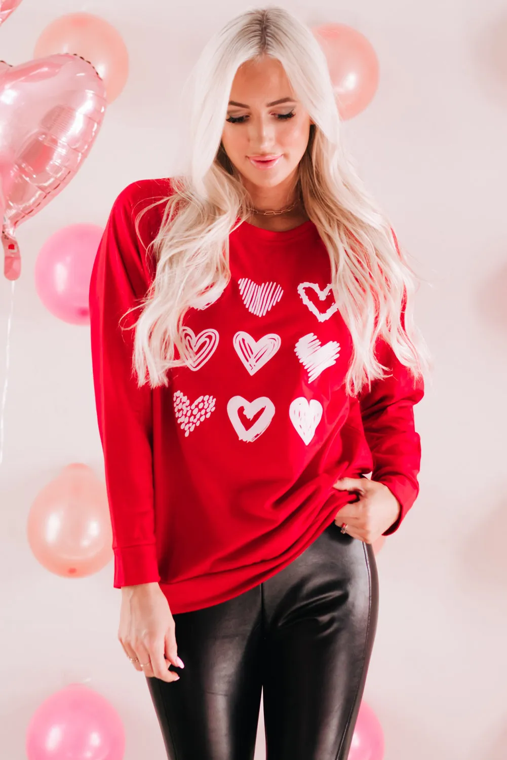 Hearts Crewneck Women Sweatshirt