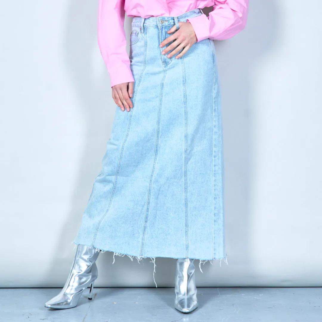 High-waisted denim maxi skirt wholesale