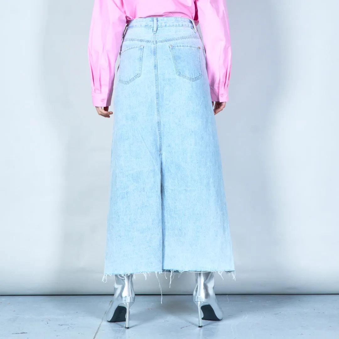High-waisted denim maxi skirt wholesale