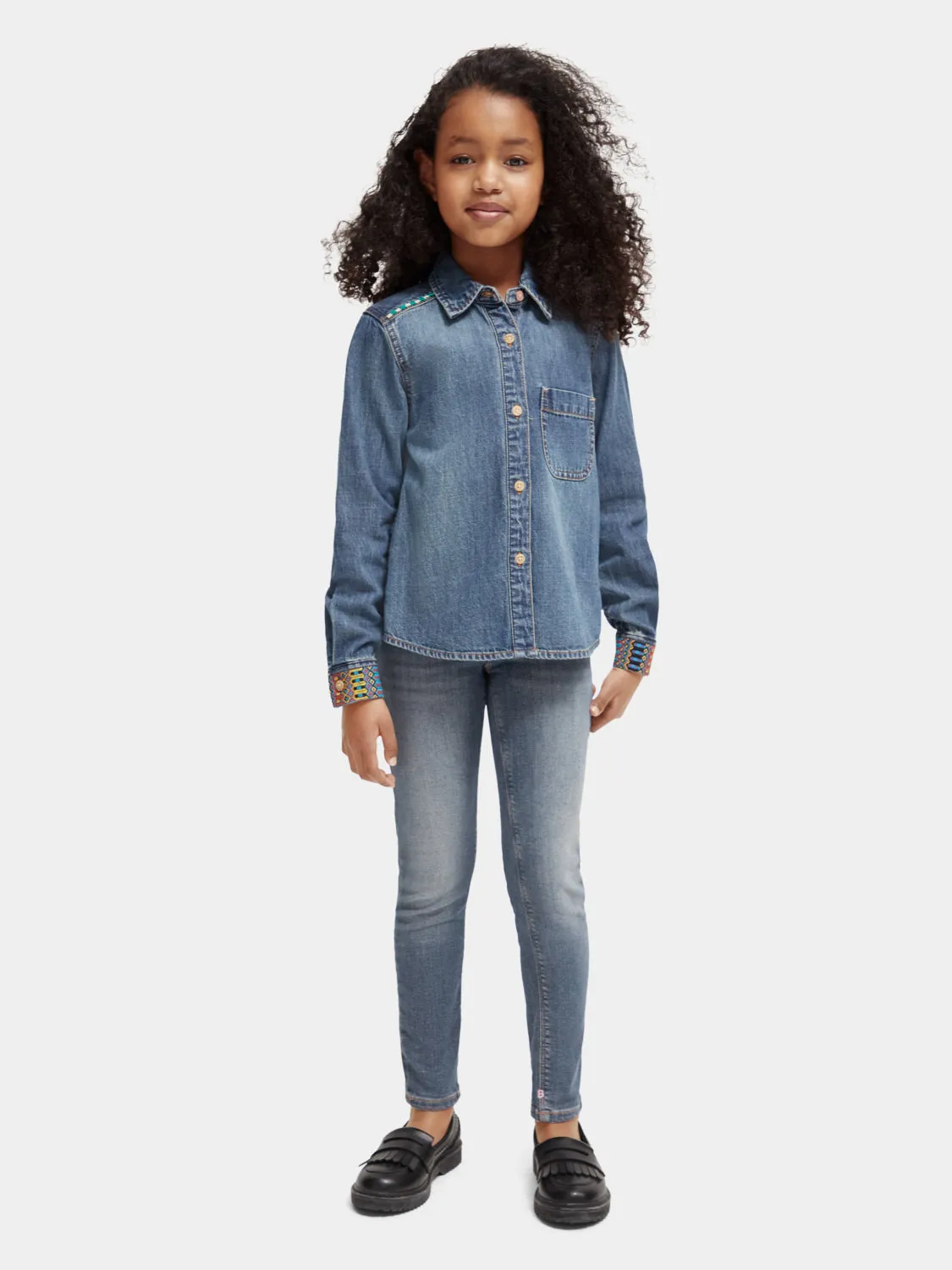 Kids - Embroidered denim shirt