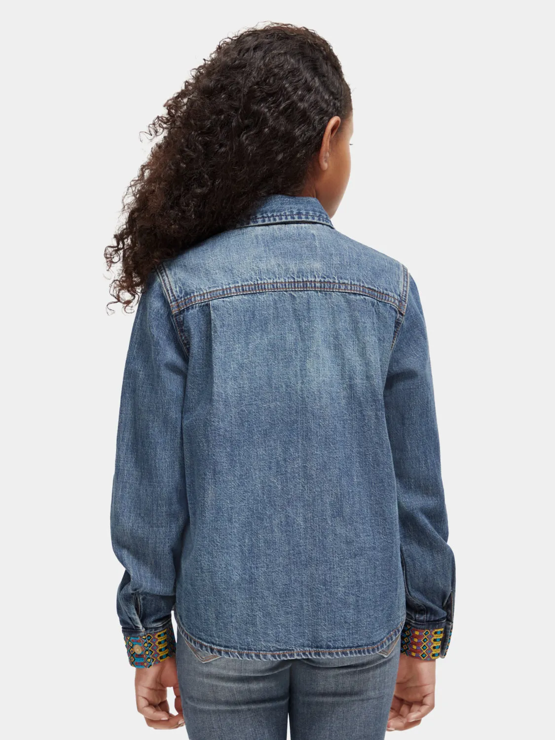 Kids - Embroidered denim shirt