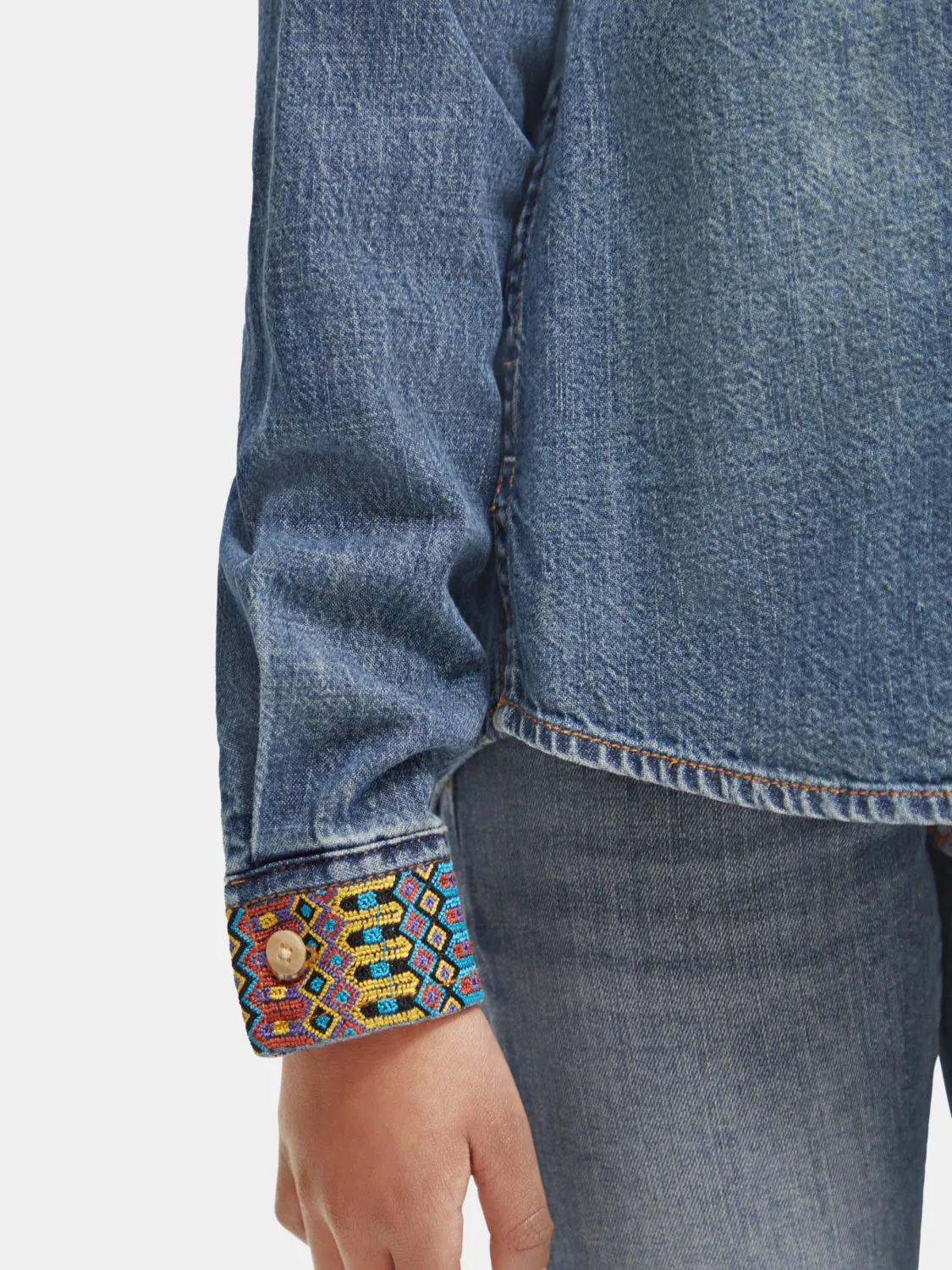 Kids - Embroidered denim shirt