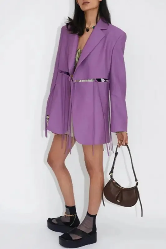 Lace Up Cutout Waist Blazer