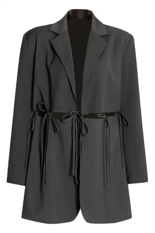 Lace Up Cutout Waist Blazer