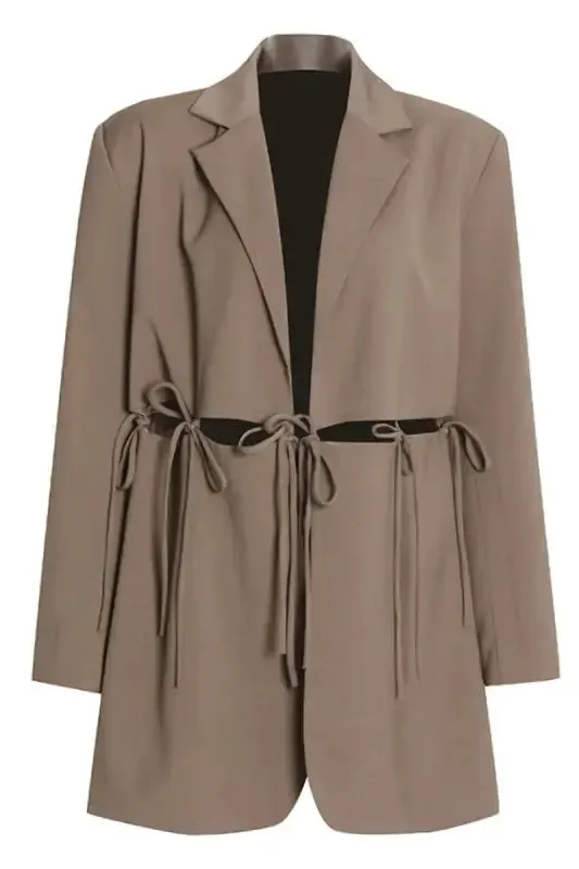 Lace Up Cutout Waist Blazer
