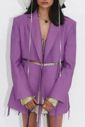 Lace Up Cutout Waist Blazer
