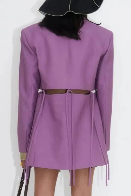 Lace Up Cutout Waist Blazer