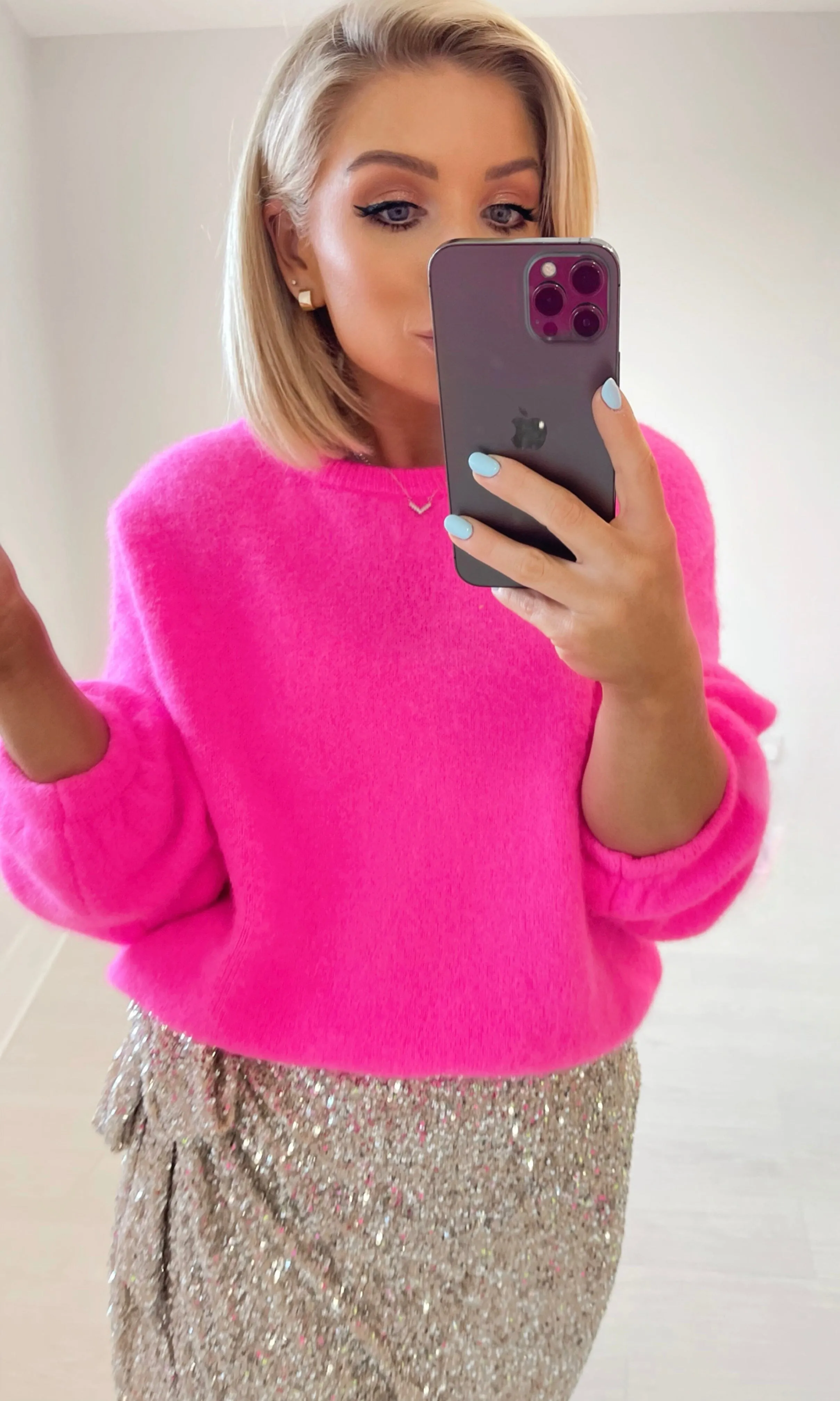 LOLLIE BABY ALPACA SWEATER - NEON PINK