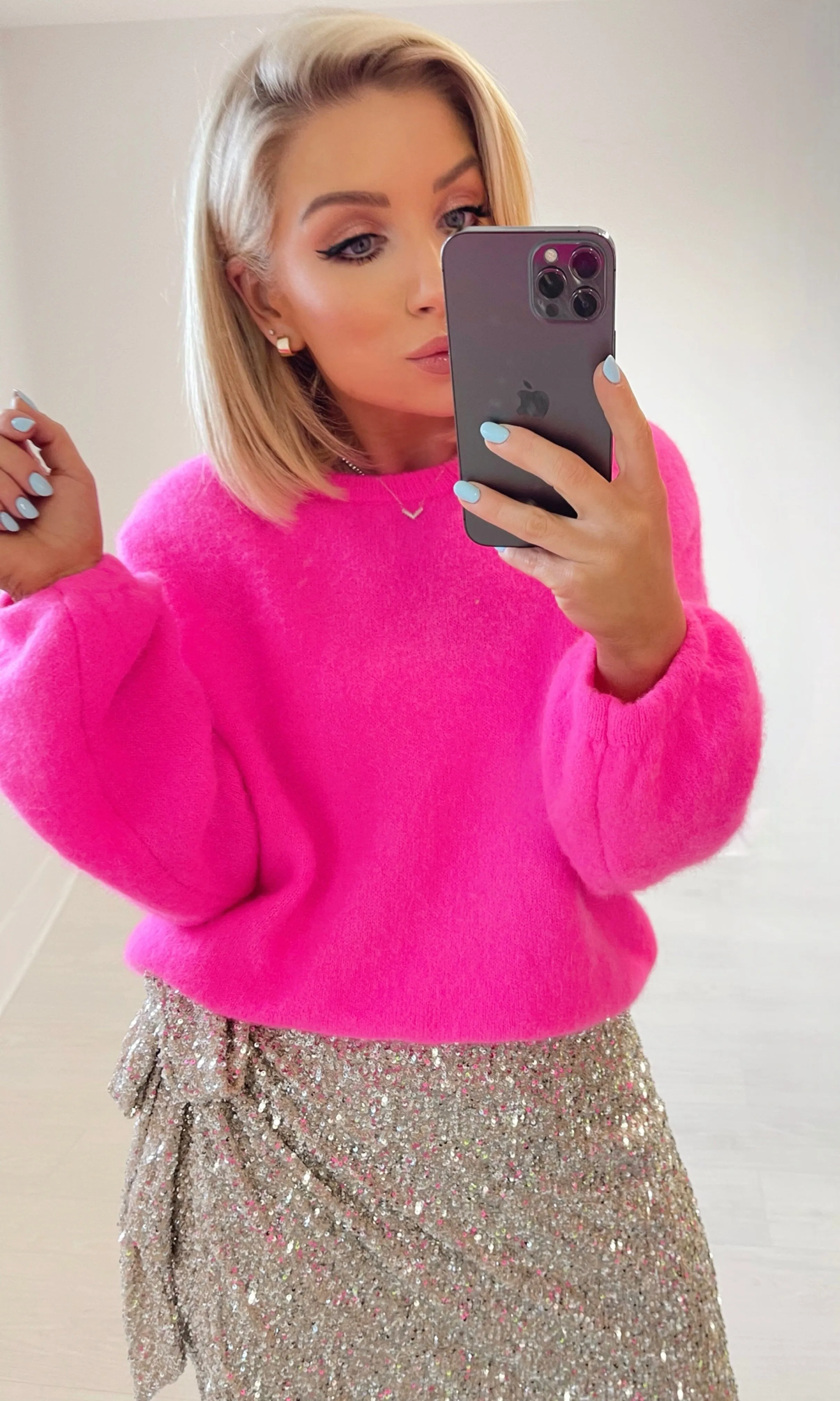 LOLLIE BABY ALPACA SWEATER - NEON PINK