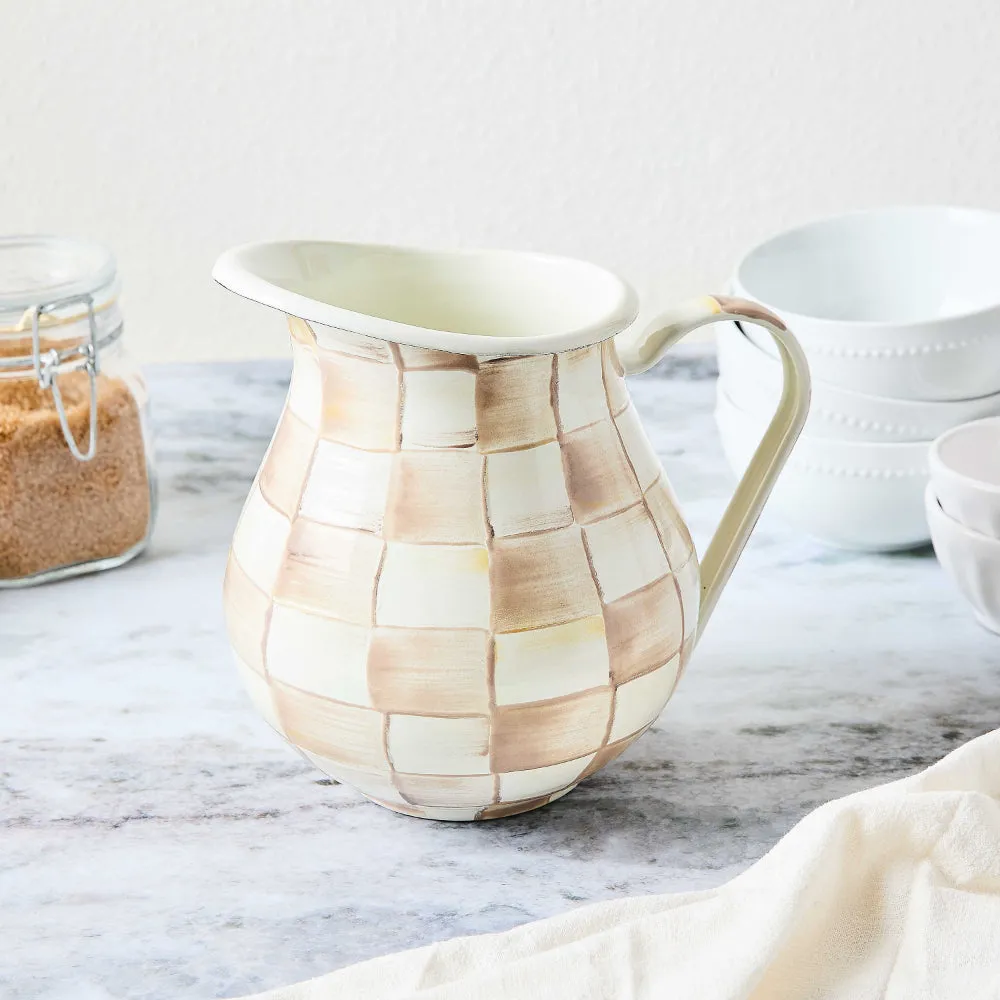 Mackenzie-Childs Mocha Check Pitcher