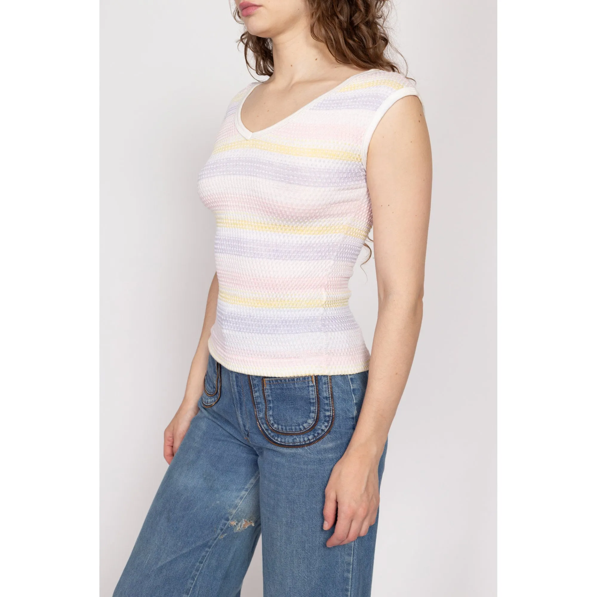Medium 80s Wrangler Pastel Striped Knit Sleeveless Top