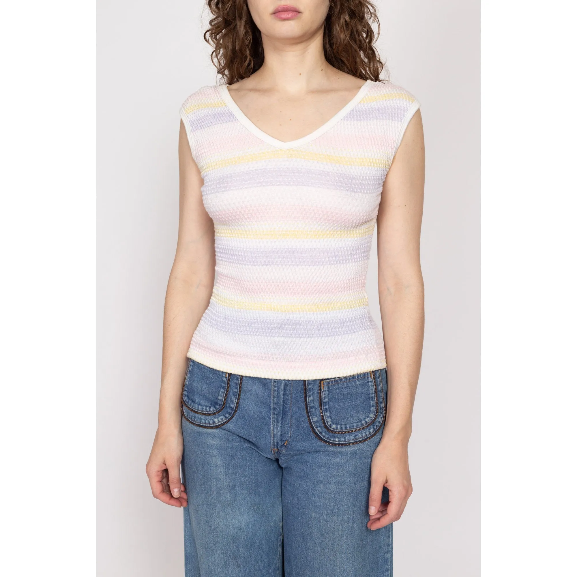 Medium 80s Wrangler Pastel Striped Knit Sleeveless Top